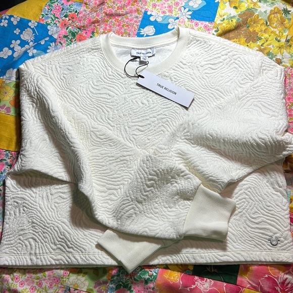 True Religion Tops - NWT True Religion Crop sweatshirt top, cream color, size M